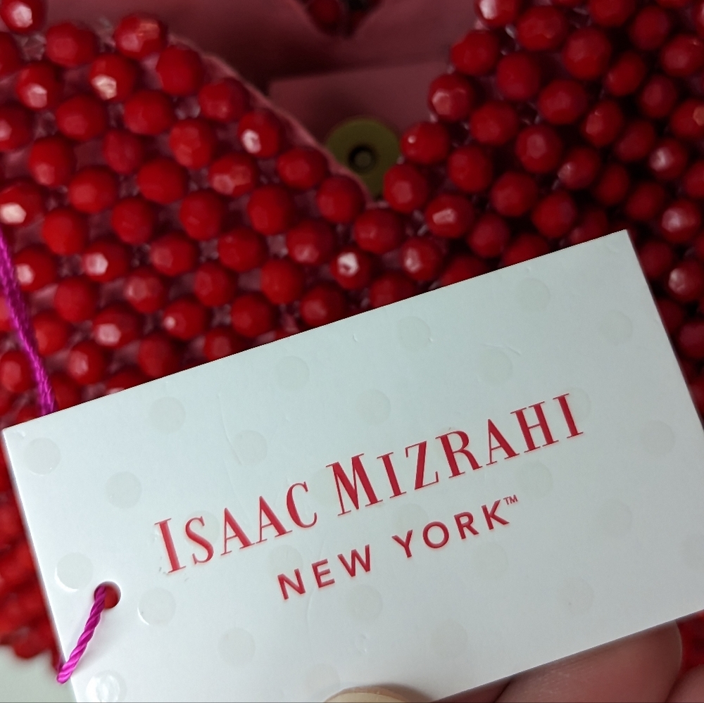 Isaac Mizrahi red heart shaped beaded purse - Picture 9 of 14